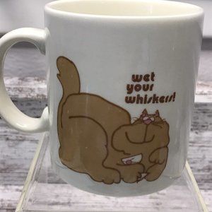 Vtg Otagiri Japan Wet Your Whiskers Coffee Tea Cup Mug Cat Kitten Office Humor